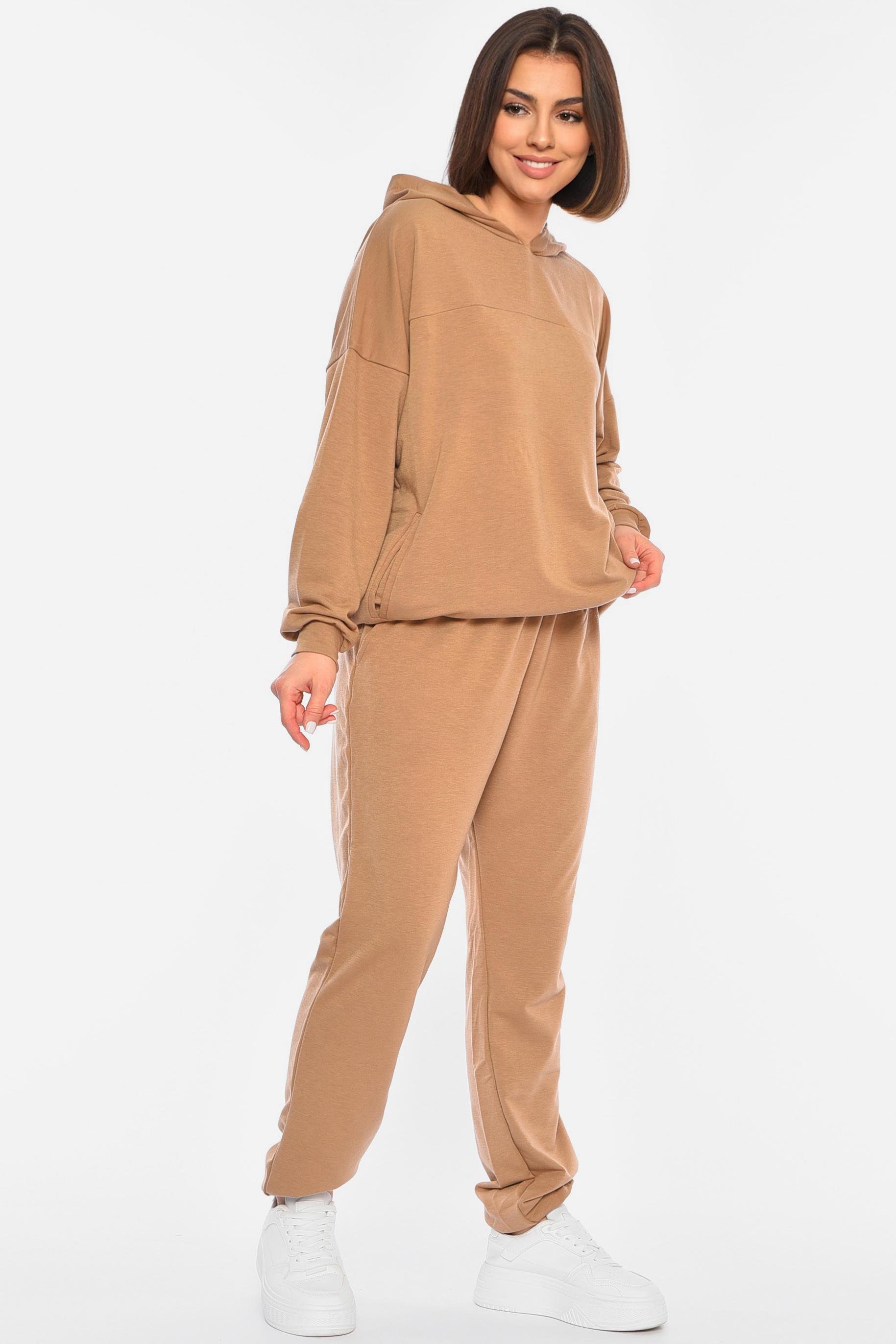 Спортивний костюм жіночий р. 50 однотонний Бежевий (192750) - фото 2