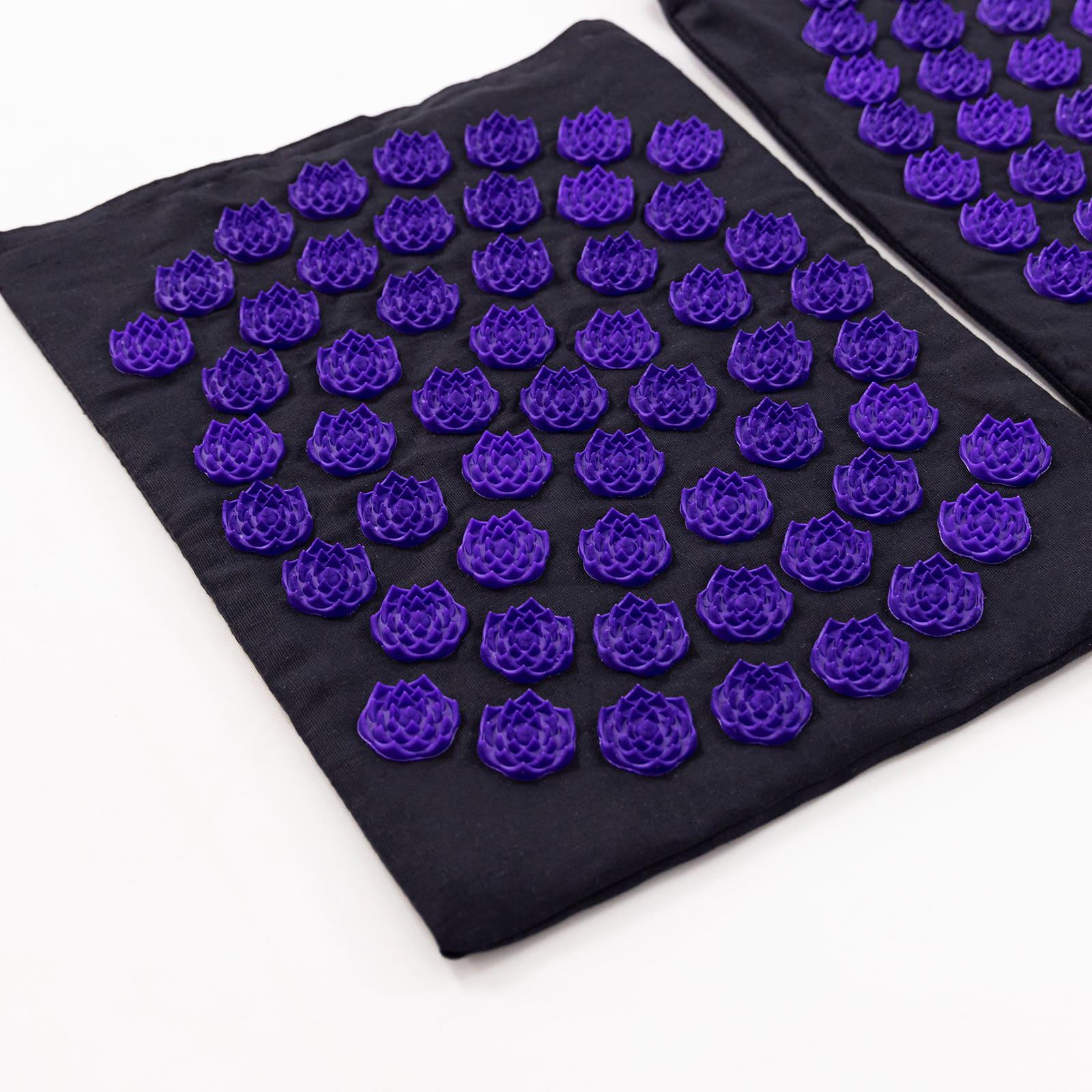 Килимок масажний Аплікатор Кузнєцова/валик/подушка для спини/шиї/ніг OSPORT Lotus Set Чорно-фіолетовий (n-0003) - фото 4 Килимок масажний Аплікатор Кузнєцова/валик/подушка для спини/шиї/ніг OSPORT Lotus Set Чорно-фіолетовий (n-0003) - фото 4