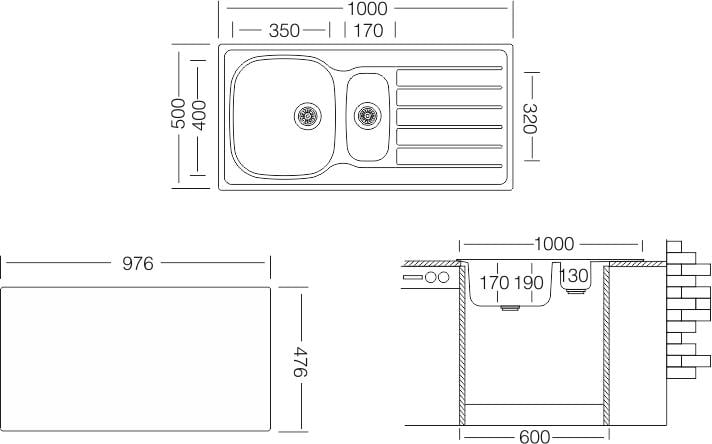 Кухонная мойка UKINOX HYL 1000.500 15 GT 8K с разделочной доской - фото 4