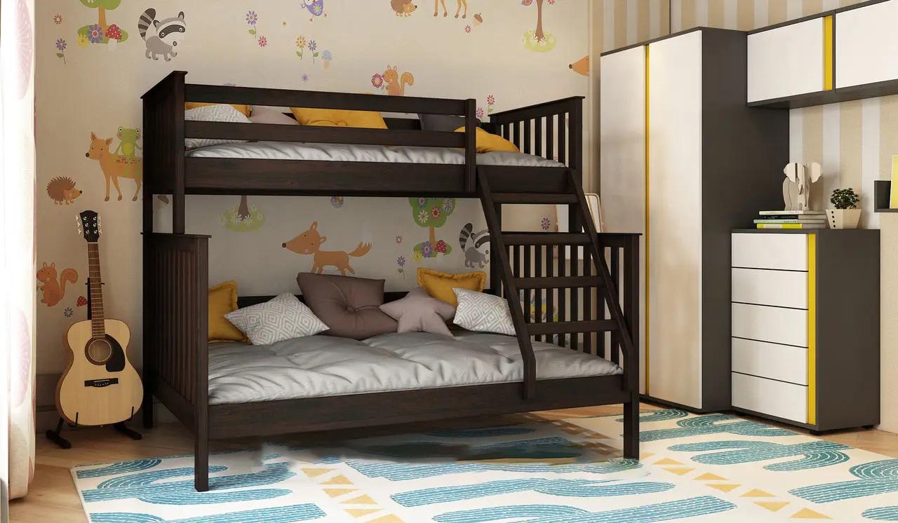 Кровать двухъярусная STEMMA Остин из натурального дерева сосна 140х90х200 см Венге (51917)