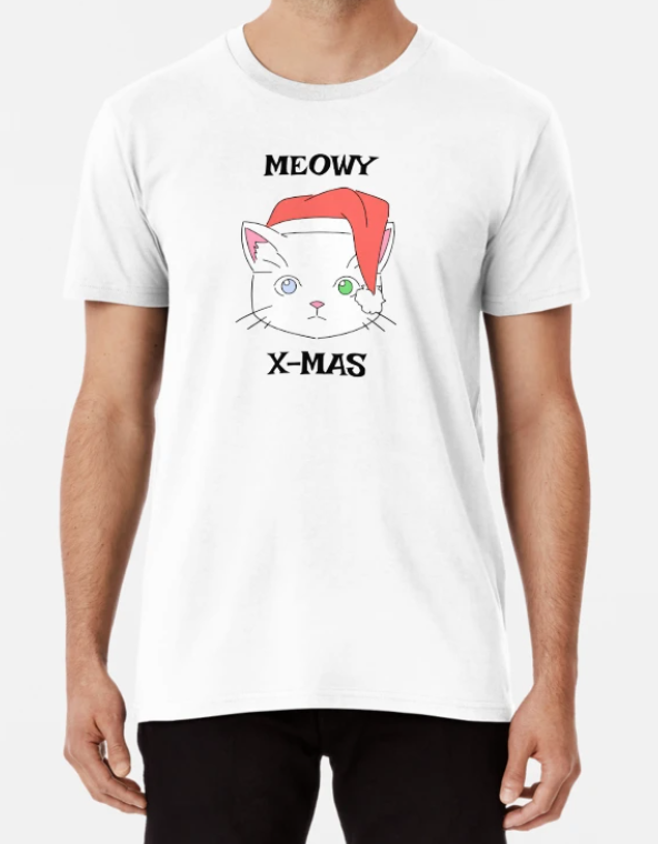Футболка мужская новогодняя Stedman с принтом Meowy Christmas L Белый (НГ80-9)