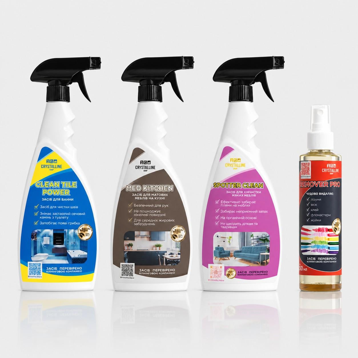 Набор для уборки Clean Tile Power Med Kitchen Spotter Clean 4в1 Remover Pro швы плитки кухня мебель текстиль удаления фломастеров воска