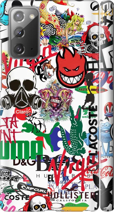 Чехол на Samsung Galaxy Note 20 Many different logos (4022m-2036-42517)