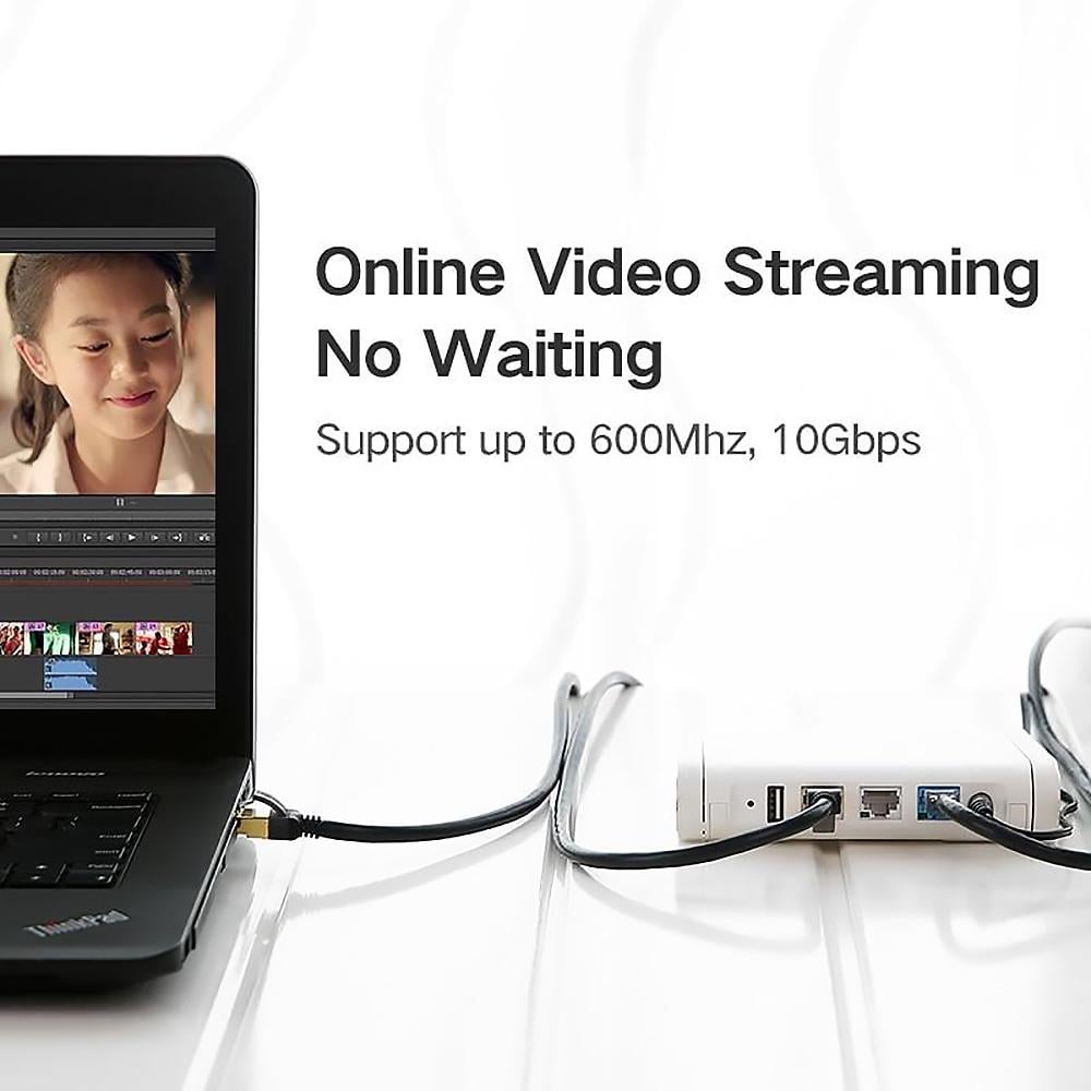 Кабель UGREEN мережевий патч-корд NW107 Cat7 F/FTP 10Gb Round Ethernet Cable 10 м Black (11273) - фото 4