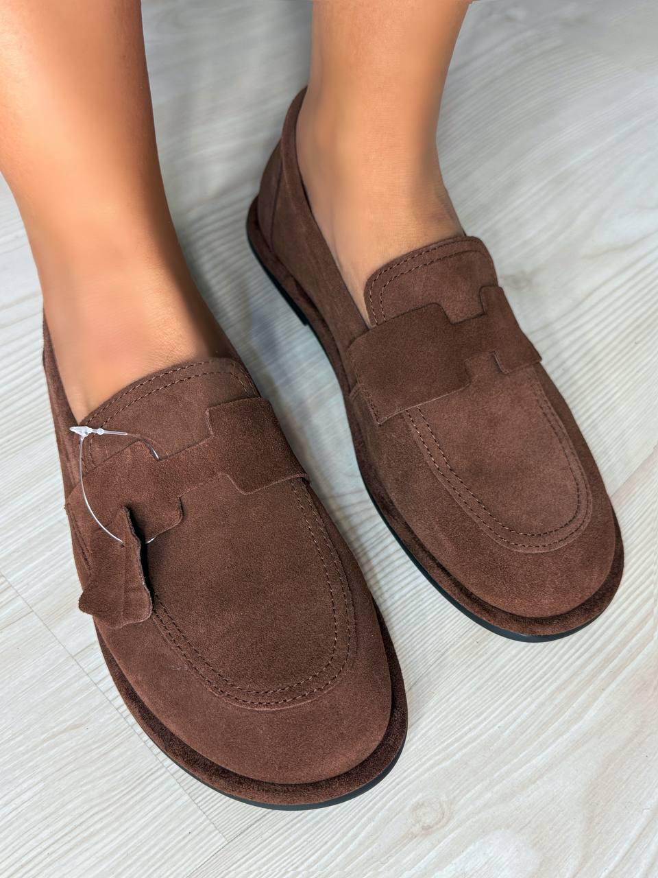 Туфли женские Hengji 560-8 лоферы замшевые р. 38 Коричневый (5084)