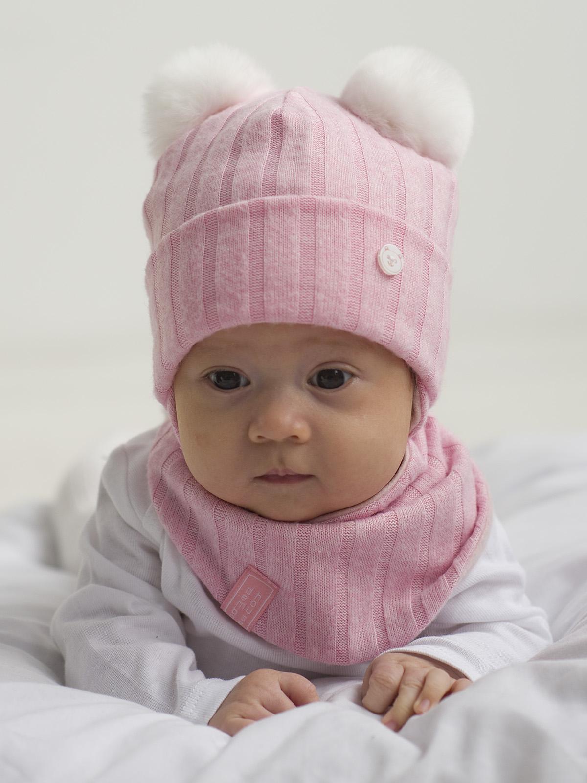 Шапка и манишка Дембохаус р. 40 Розовый мери