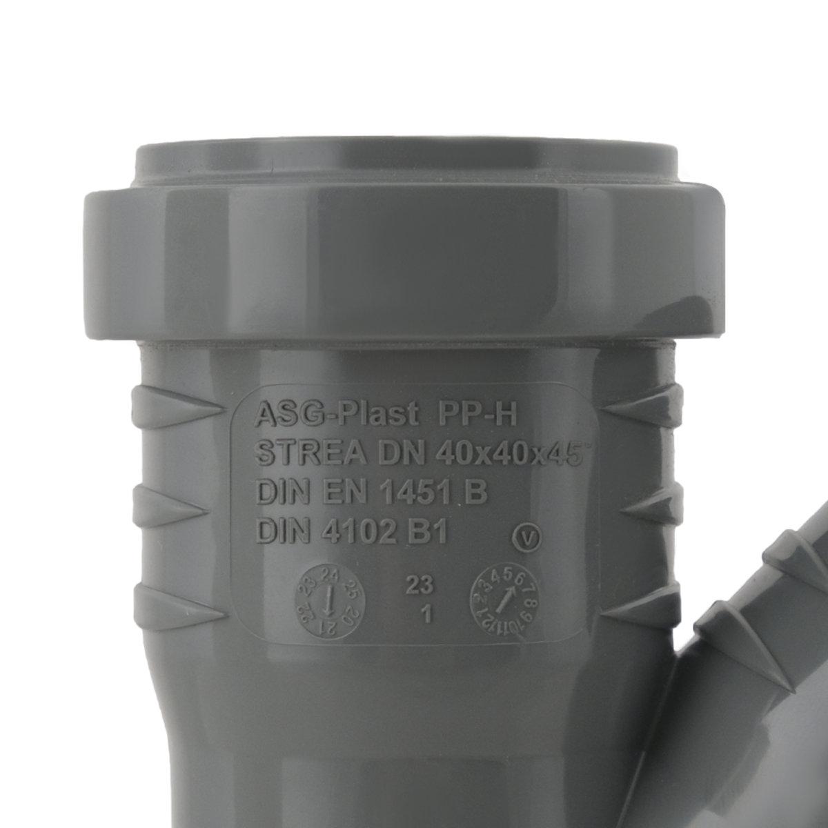 Тройник внутренний ASG HTR Ф40 мм X45° (SW-78864) - фото 3 Тройник внутренний ASG HTR Ф40 мм X45° (SW-78864) - фото 3