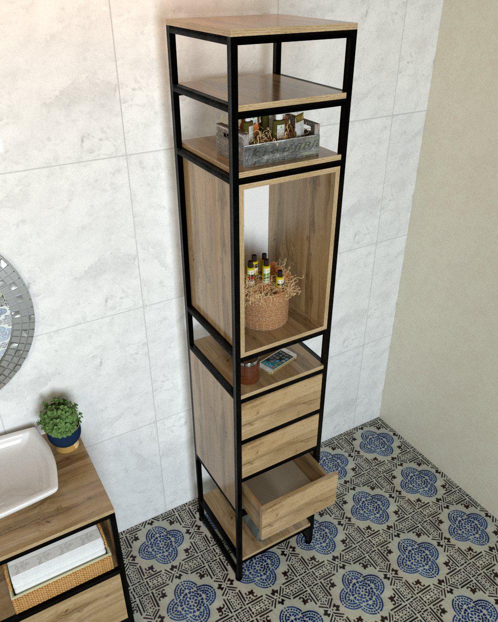 Пенал для ванної EcoLoft Фьора DSP-1321-1 в стилі лофт (31216833)