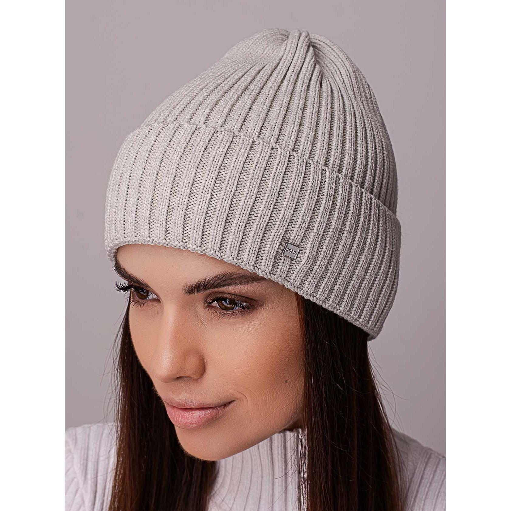 Шапка женский колпак с отворотом без подкладки в широкий рубчик Leks Ковель Холодный лед - фото 1 Шапка женский колпак с отворотом без подкладки в широкий рубчик Leks Ковель Холодный лед - фото 1