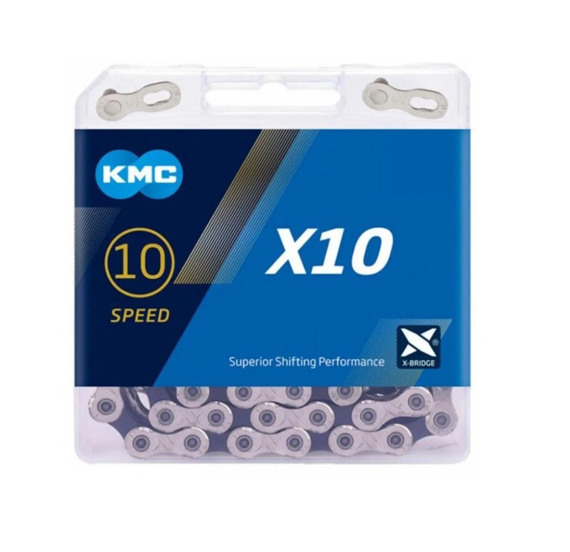 Цепь велосипедная KMC X10-1 1/2х11/128/114L 10 скоростей Серебряный