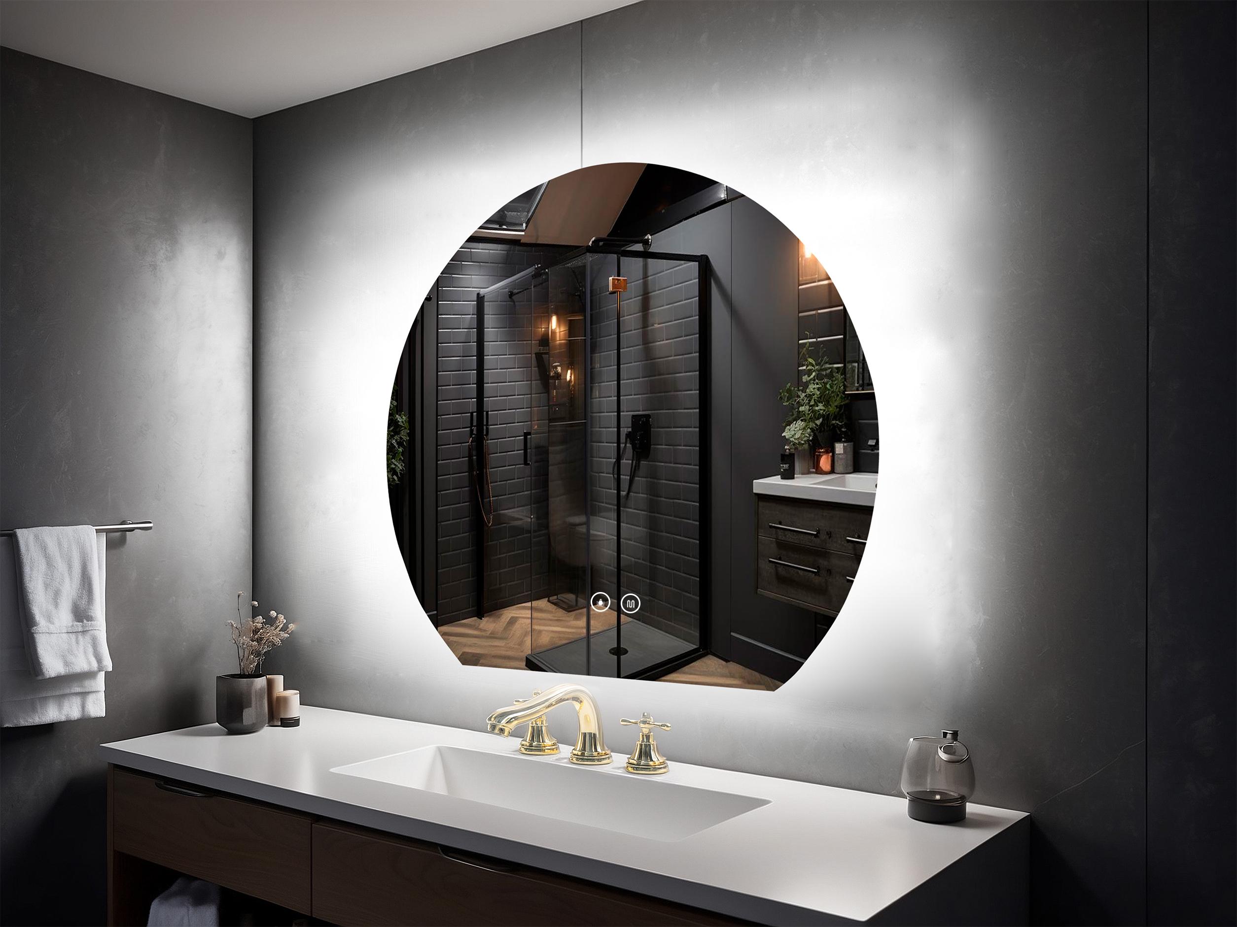 Дзеркало для ванної кімнати KAYFOVO настінне з LED підсвіткою і підігрівом 59х51 см (473244579)