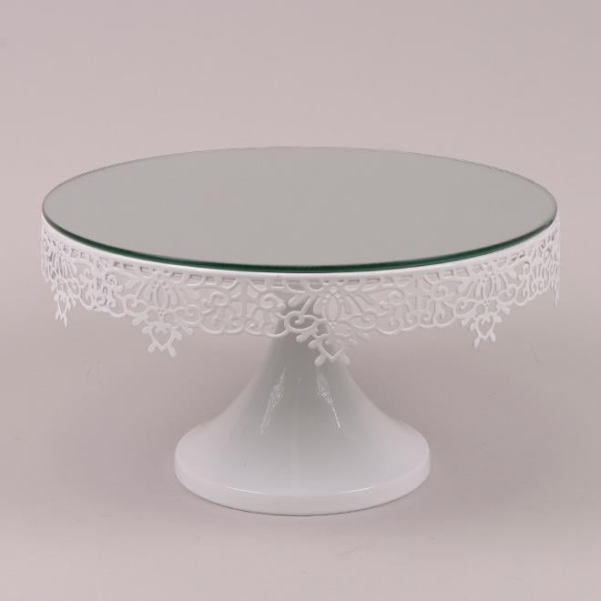 Тортниця металева з дзеркальною поверхнею 29,5 см Білий (34320)