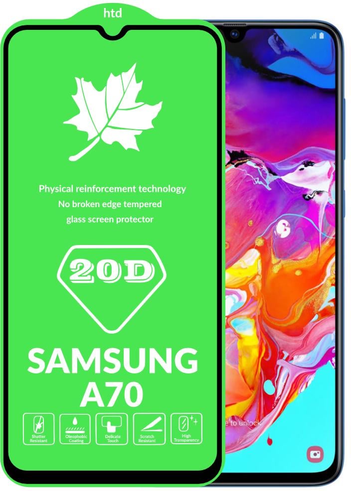 Защитное стекло 20D Glass для Samsung Galaxy A70 A705 большой радиус (15769)