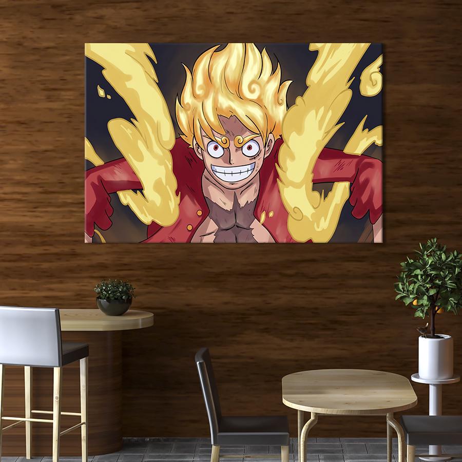 Настенный декор картина на холсте для интерьера Luffy Gear 5 Sun God 80x54 см (725-1)