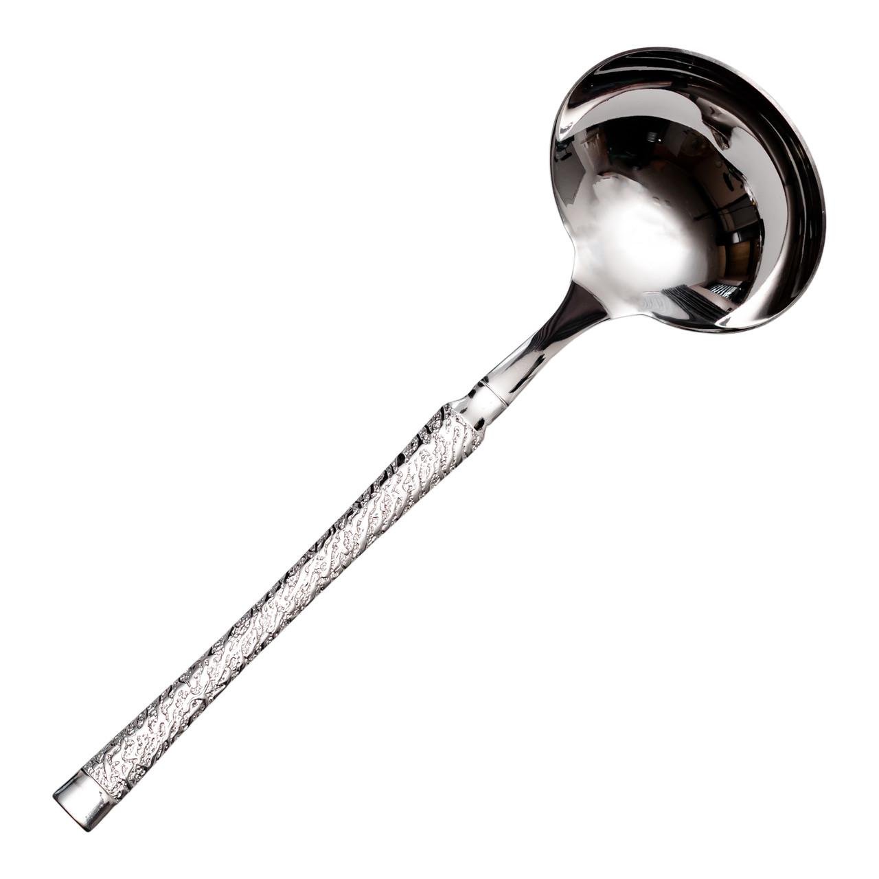 Половник сервировочный из нержавейки с ручкой для супа/бульона 24 см (HP-8-49) - фото 3
