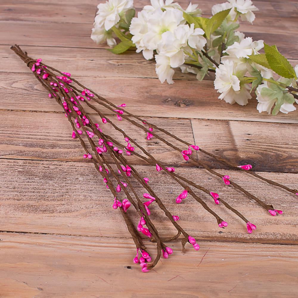 Искусственные цветы Веточки лоза с бусинками Розовый (2818-4)