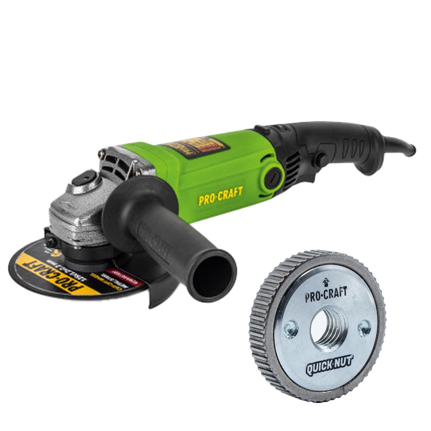 Кутошліфувальна машина Procraft PW1200ES 125 мм в комплекті швидкозатискна гайка Procraft M14 (141202)