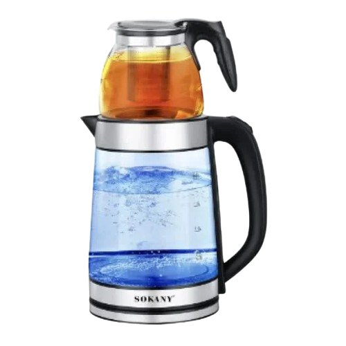Електрочайник скляний Sokany SK-SH-1089 2в1 з заварником 2,2 л/0,8 л (28263722)