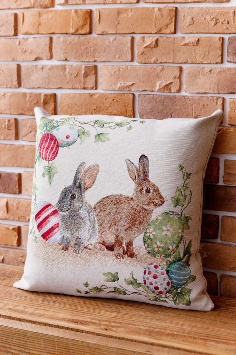 Подушка декоративна великодня Веснянка Зайці 45х45 см (034270)