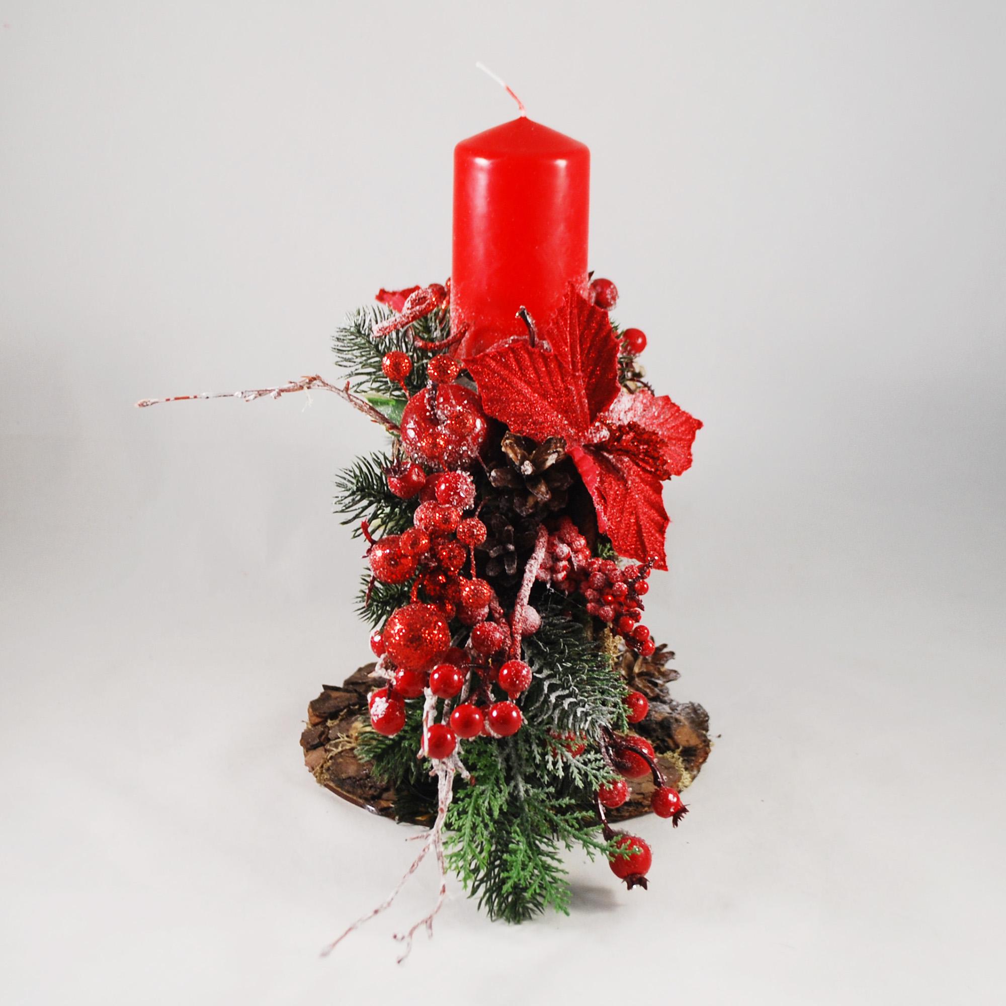 Новогодняя композиция со свечой 30 см Красный/Зеленый/Коричневый (5375346) - фото 5 Новогодняя композиция со свечой 30 см Красный/Зеленый/Коричневый (5375346) - фото 5