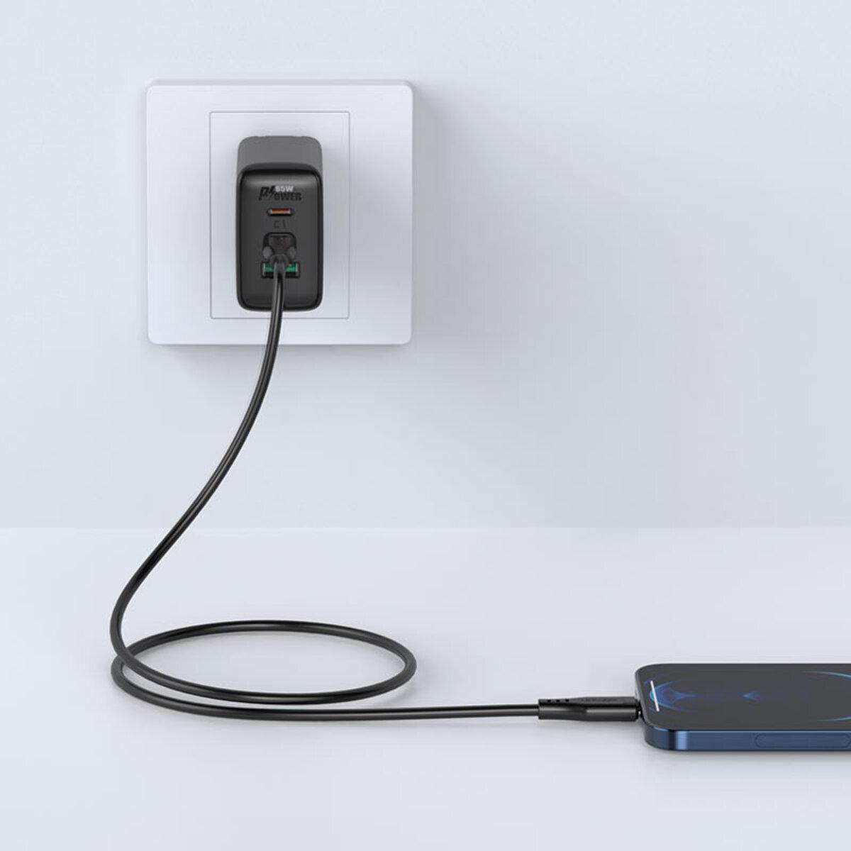 Кабель Acefast C3-01 Type-C to iP 3A 30W TPE connectors Black - фото 3