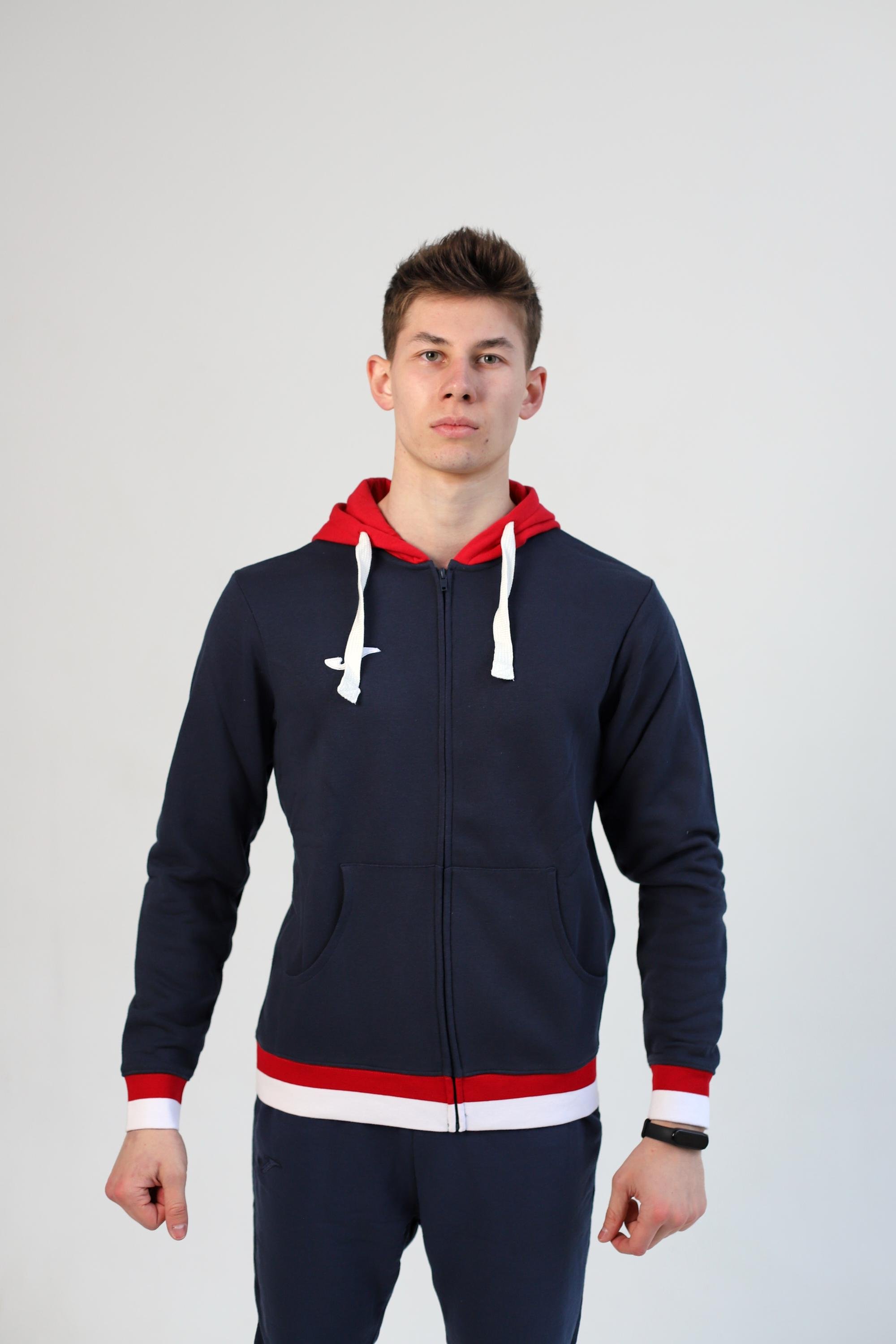 Олимпийка Joma 101963.336 Confort Ii Zip-Up Hoodie 2XL Navy/Red (8424309572044)