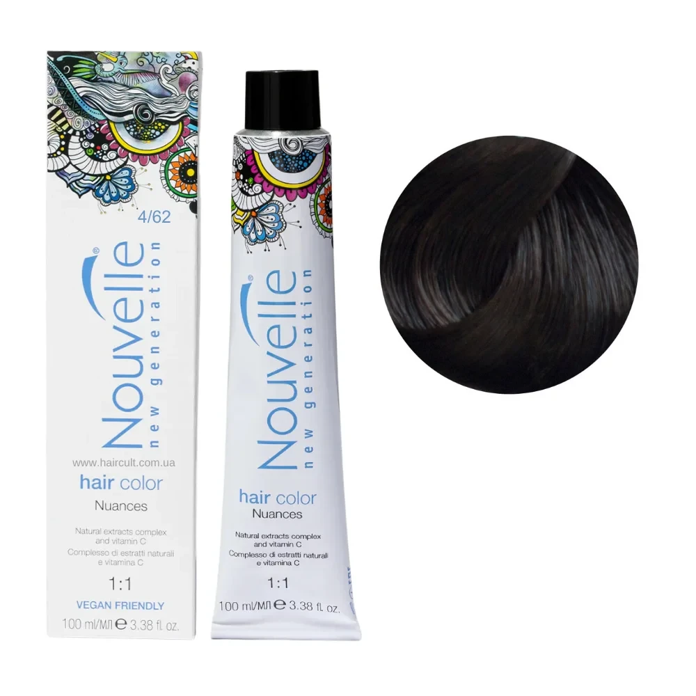Краска для волос Nouvelle Hair Color 4/62 Красный матово-коричневый 100 мл