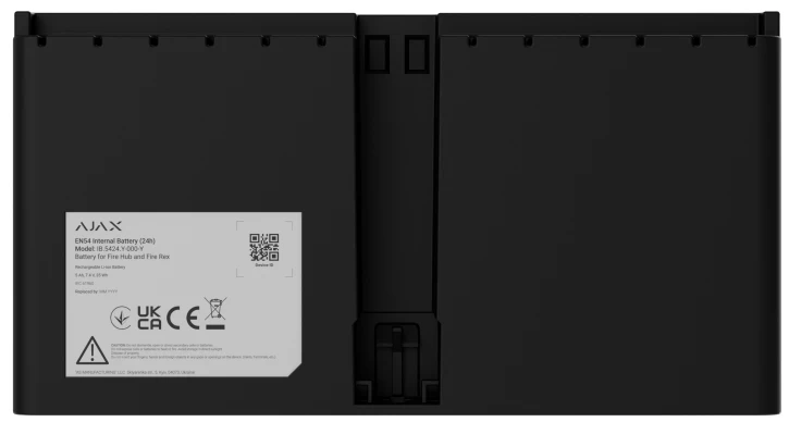 Батарея перезарядна Li-ion для встановлення в EN54 Fire Hub та EN54 Fire ReX Ajax EN54 Internal Battery 24h Black (2896962872)