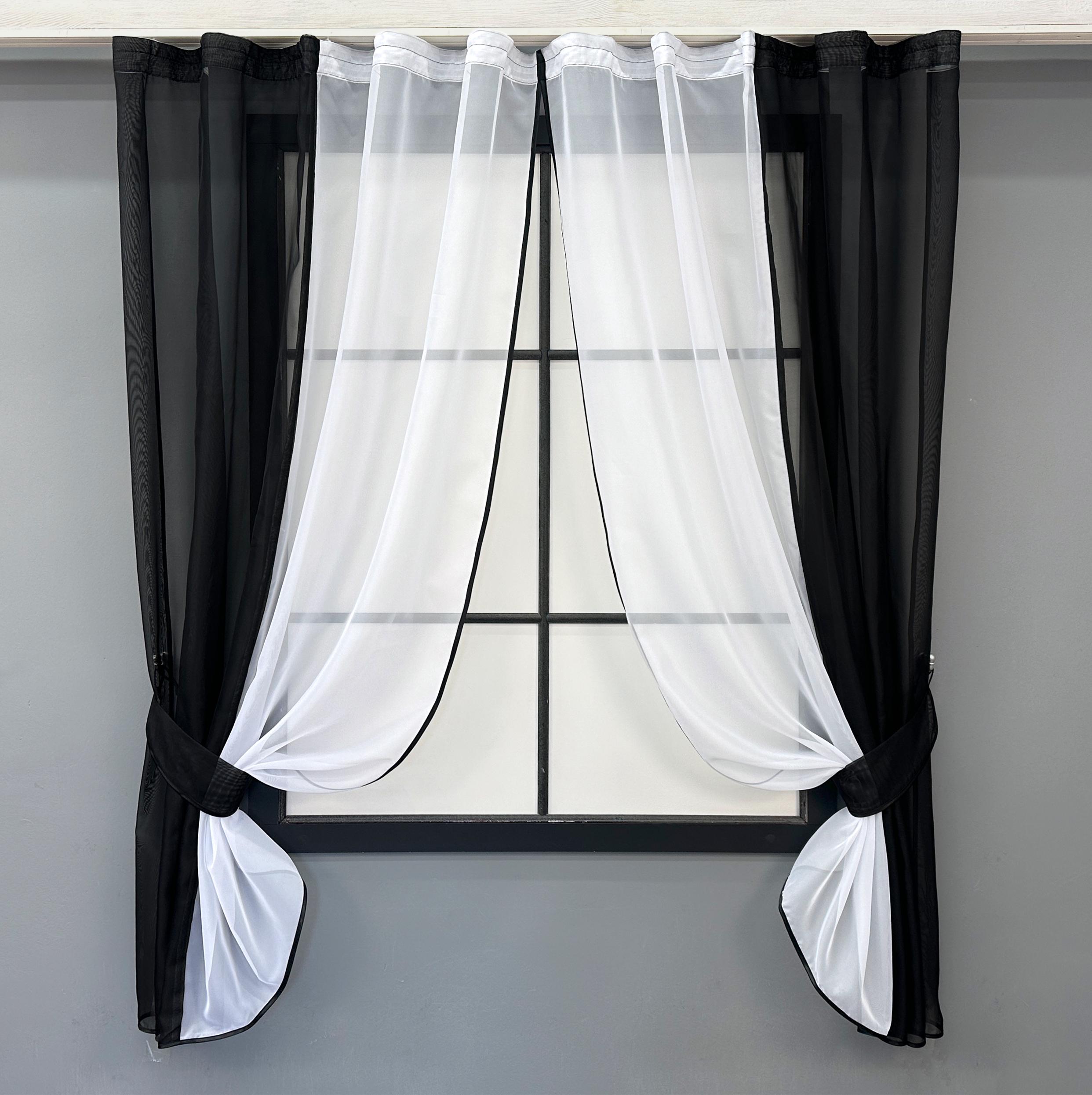 Шторы кухонные VR-Textil № 017к комбинированные с подвязками 265х170 см Черный/Белый (52-1166)