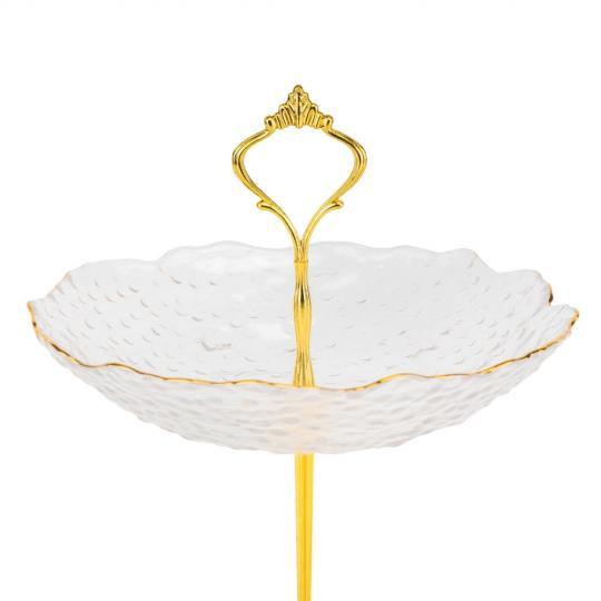 Блюдо 2-х ярусное Elisey Белый гранат стеклянное 24 см Прозрачный (135-81-9219-030) - фото 3