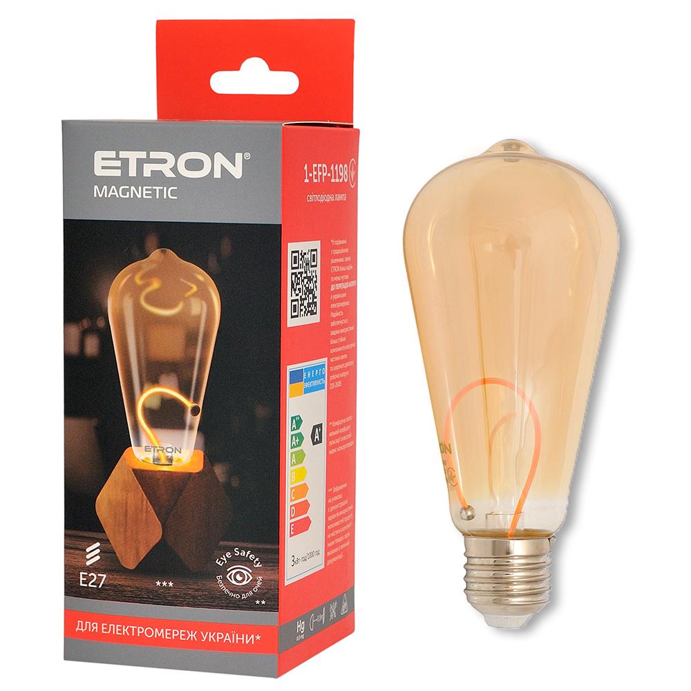 Лампа філаментна ETRON Filament 1-EFP-1198 3W 1800K ST64 E27 Gold - фото 7