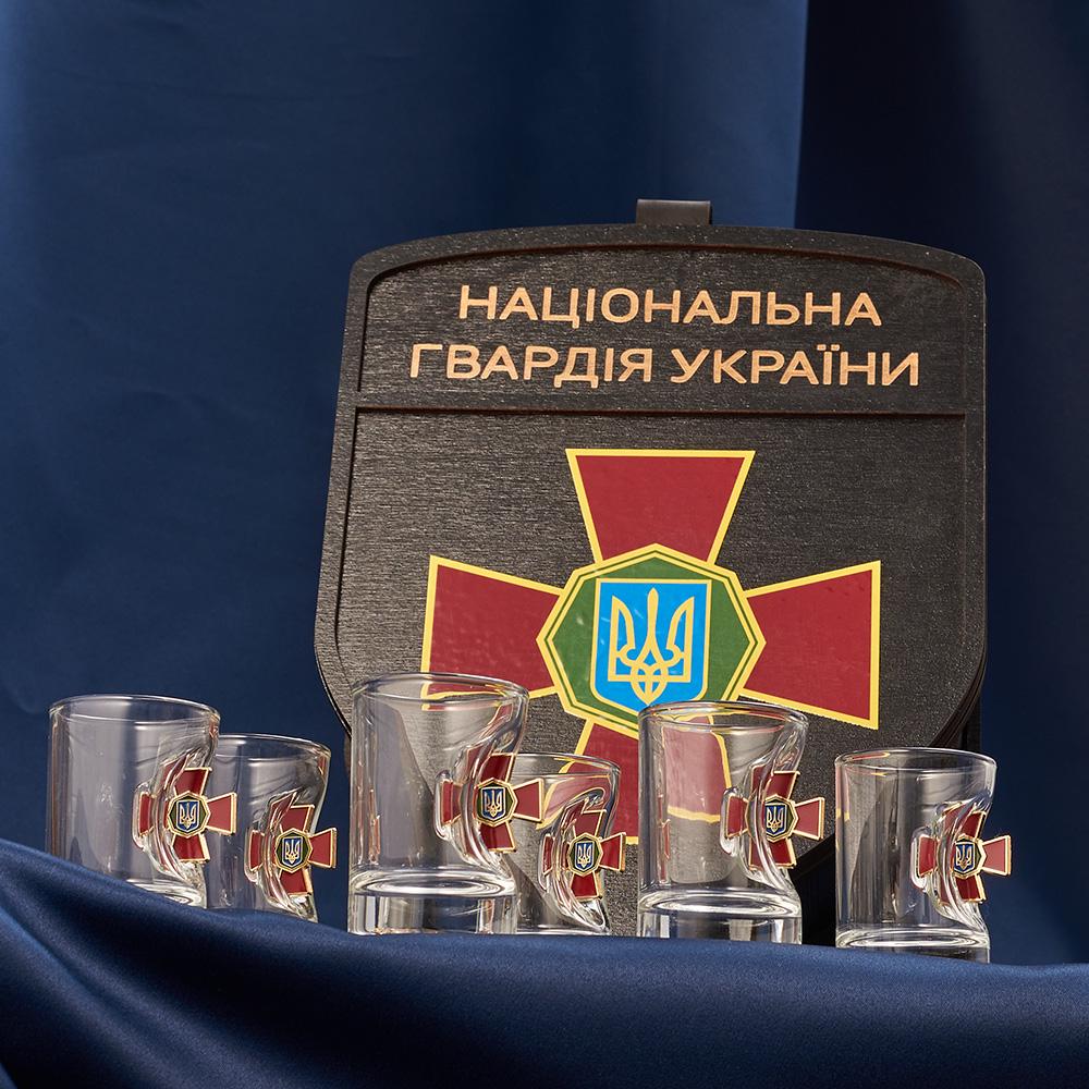 Подарочный набор рюмок с шевроном Национальная гвардия маленький (28421198)
