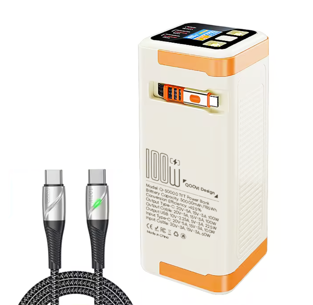 Повербанк QOOVI 100W 50000mAh для ноутбука MacBook/Starlink Mini/PD3 Gray (MK001104)