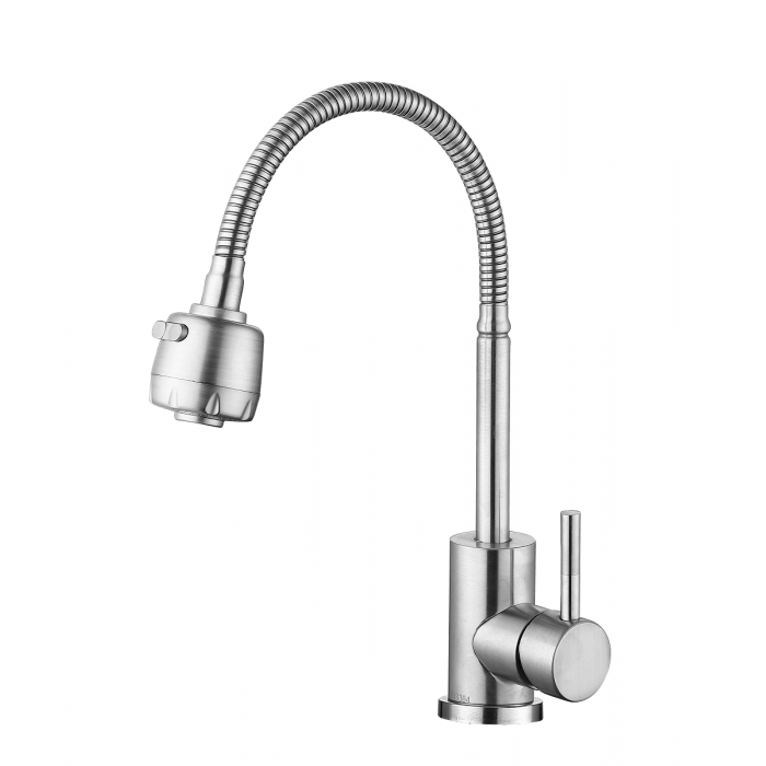 Смеситель для кухни Wezer EKO4D-01 1034645 с гибким изливом Сатин (102227)