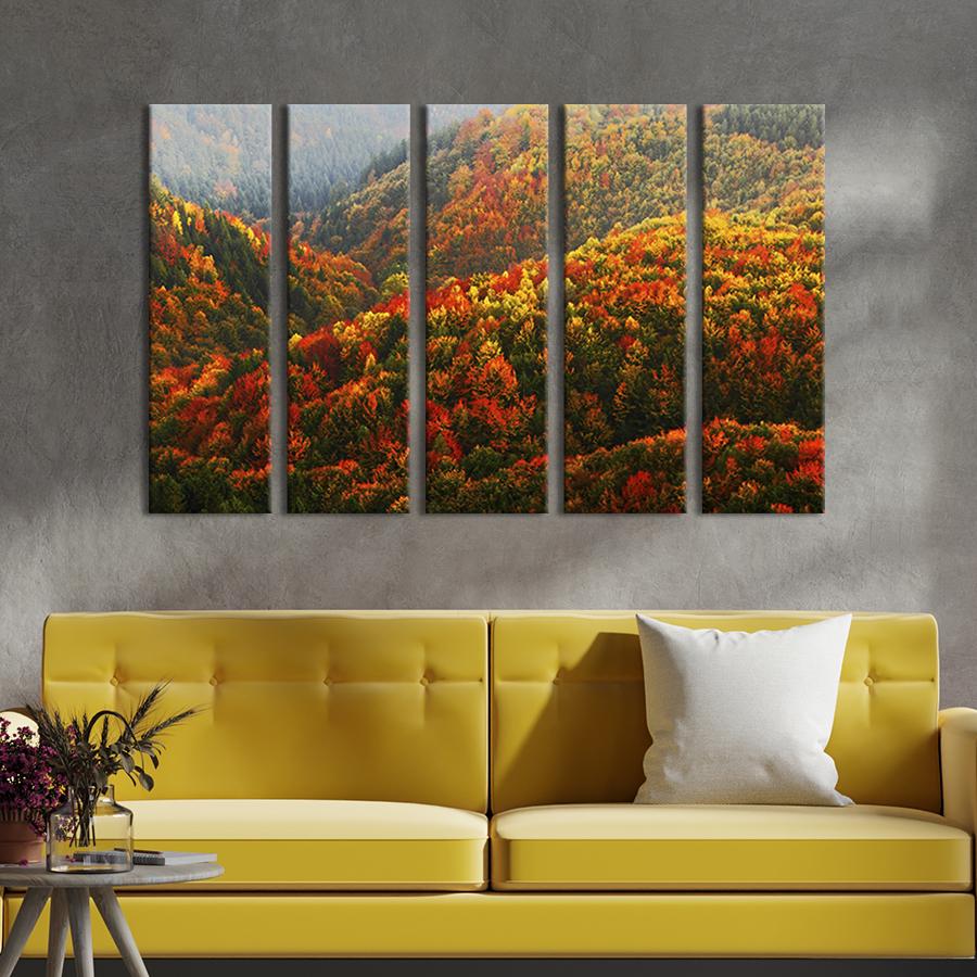 Модульна картина із 5 частин на холсті інтер'єрна картина Ліс на схилах гори 132x80 см (598-51)