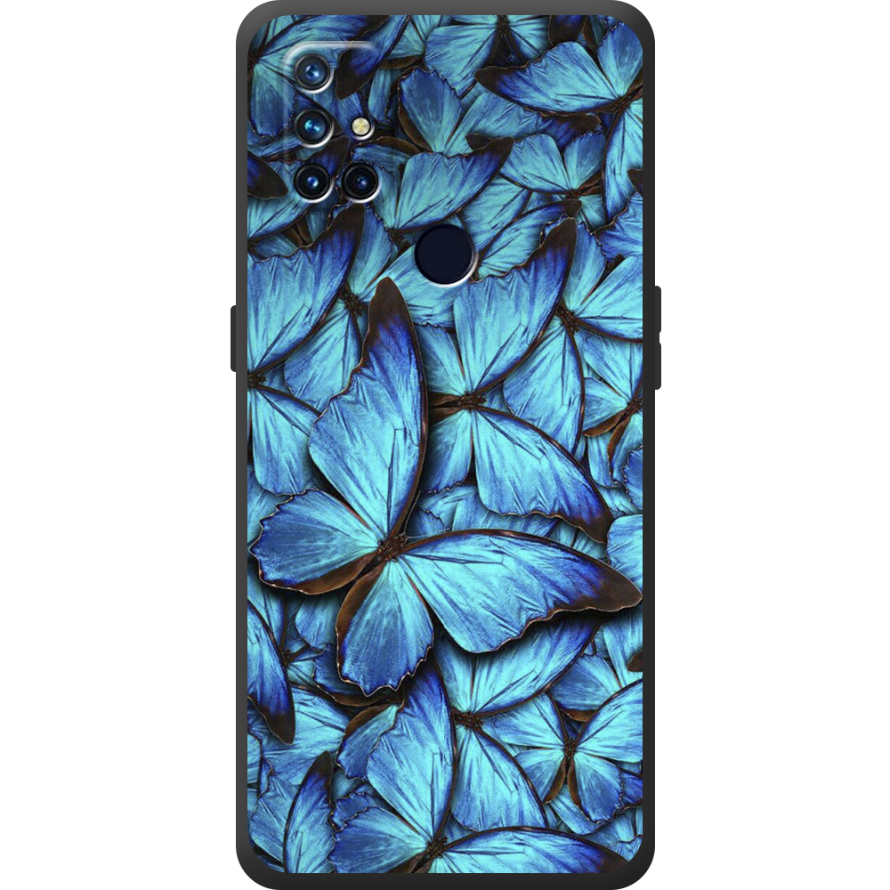 Чехол BoxFace OnePlus Nord N10 лазурные бабочки Черный силикон (43633-up1550-44515)