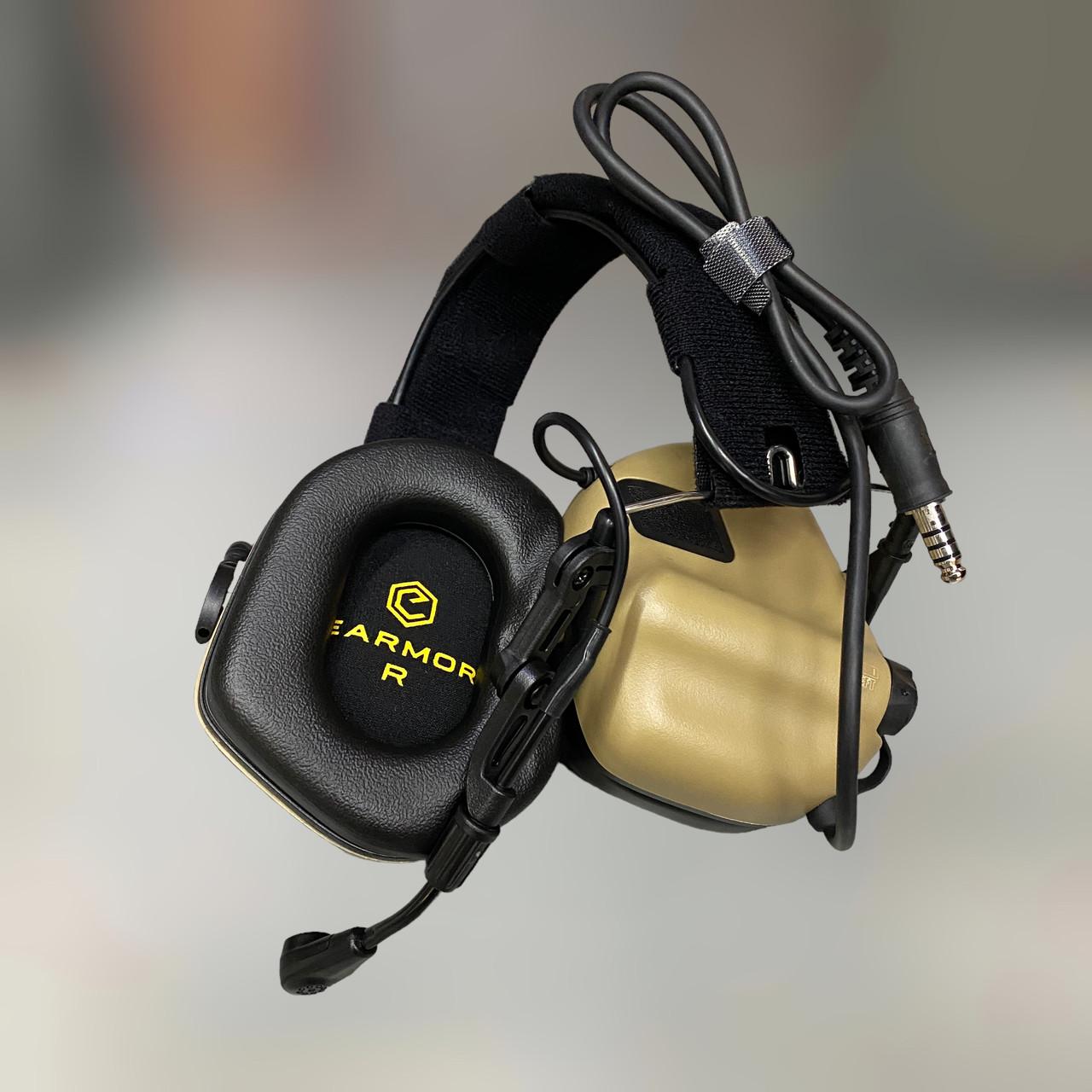 Наушники активные Earmor M32 Mod3 HD-ACC-08 c креплением на шлем со съемным микрофоном и гарнитурой Койот (244822-244391) - фото 8