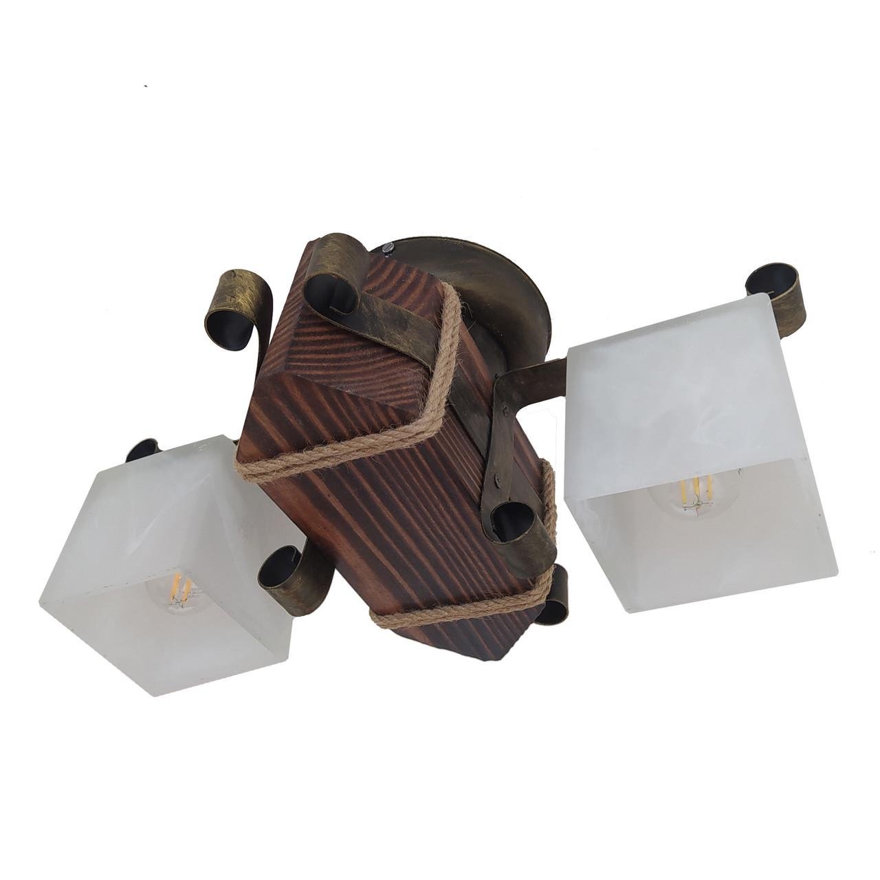 Люстра потолочная деревянная Lighthouse LPR-20116/2C Коричневый/Бронзовый/Белый (112216)