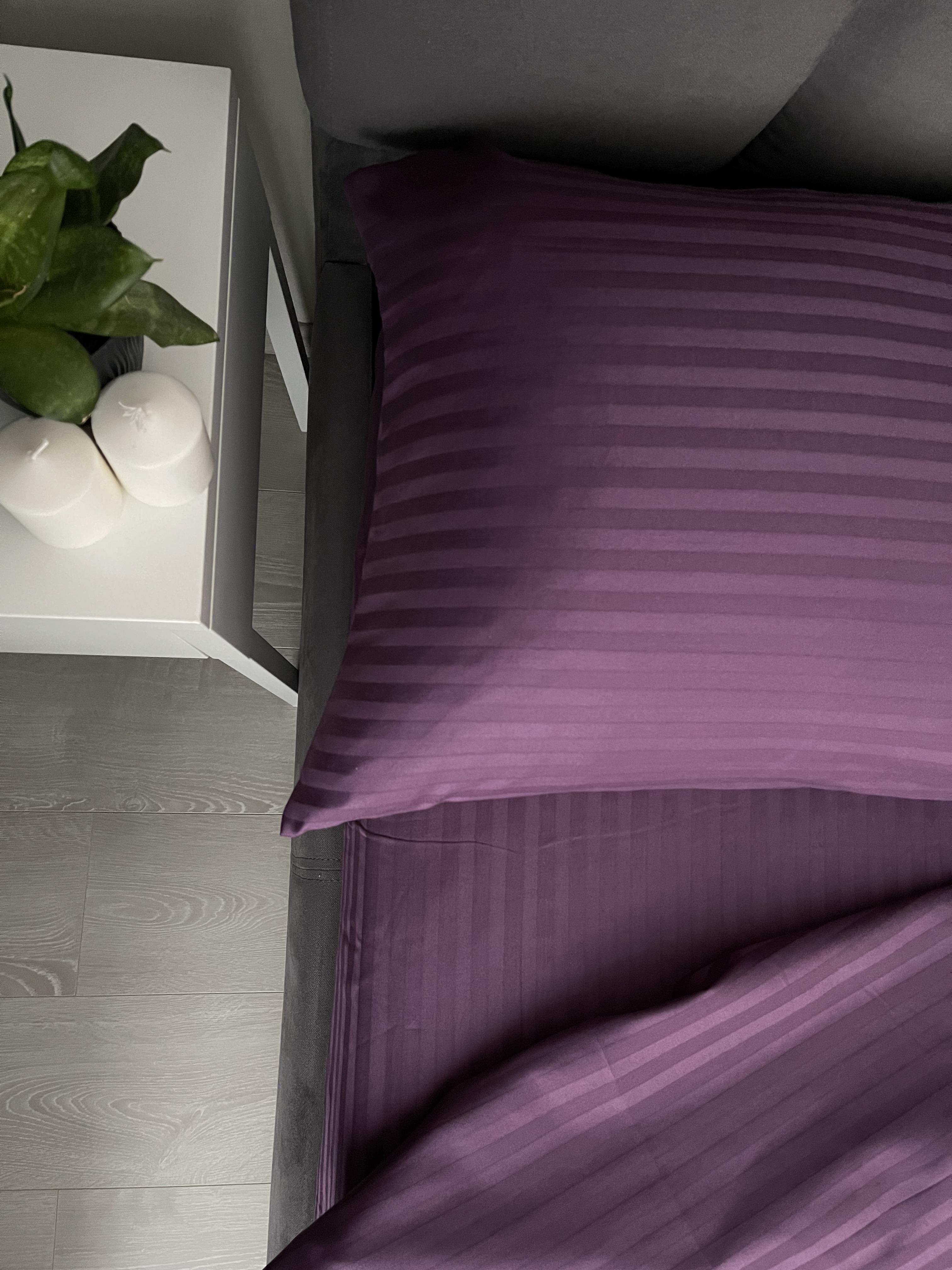 Комплект постільної білизни LILA Textil Home з преміум страйп-сатина двоспальний Фіолетовий (11403759) - фото 6