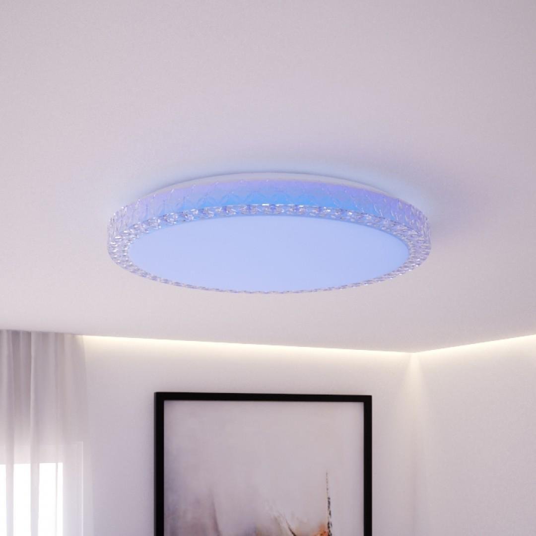 Потолочный светильник DIAMOND 80 Вт с RGB подсветкой и пультом круглый Белый (5265) - фото 3