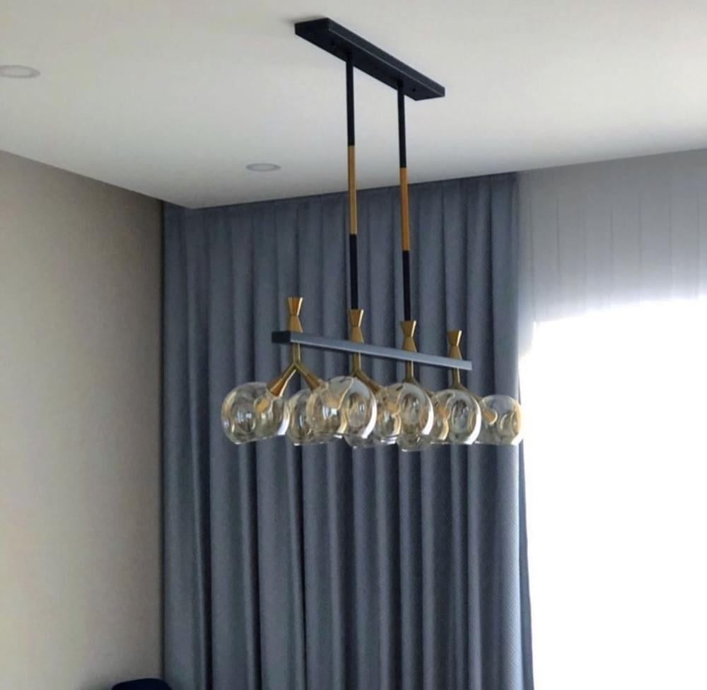 Светильник удлиненный дизайнерский в стиле лофт на 6 янтарных плафонов (ZL 1557/6)