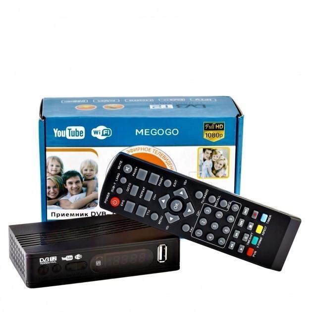 Тюнер цифровой ТВ Megogo DVB 8 МГц T2 ресивер FTA с IPTV Wi-Fi USB Черный (11890404)