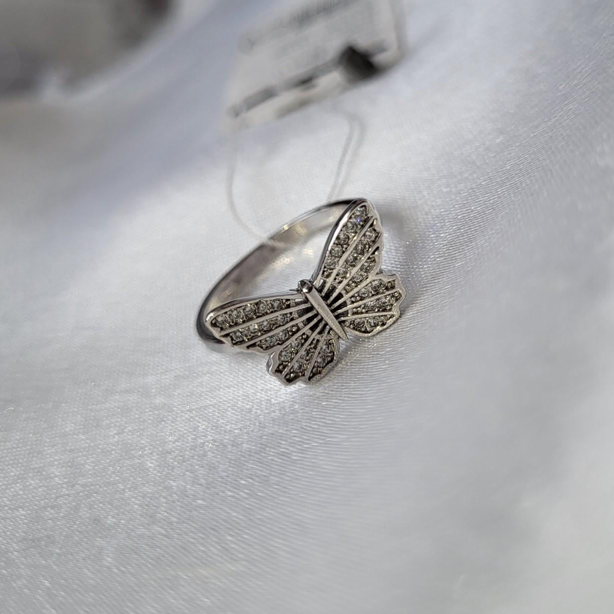 Кольцо женское Бабочка из серебра родированное р. 17 925 проба 2,59 г (53094)