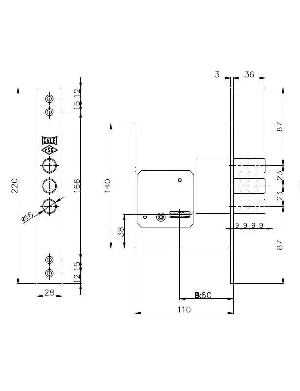 Замок врезной Kale 257 L с накладкой хром - фото 5