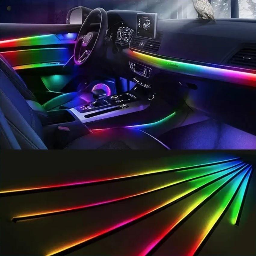 Підсвітка автомобільна в салон Ambient Rgb 6в1 багатобарвна стрічка в торпеду 12 В (4705) - фото 3 Підсвітка автомобільна в салон Ambient Rgb 6в1 багатобарвна стрічка в торпеду 12 В (4705) - фото 3