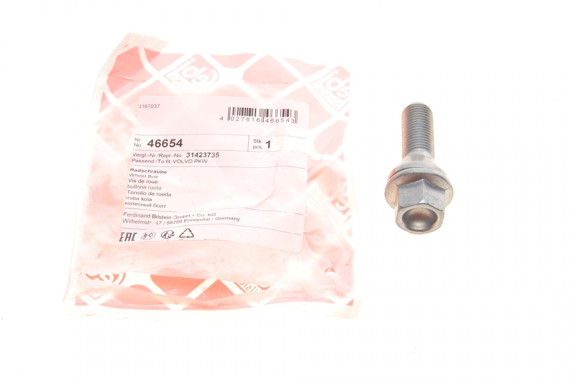 Болт колеса FEBI BILSTEIN Volvo S60/S80/S90/V60/V70/V90 M14x1,25 L 60 мм - (46654)