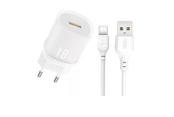 Зарядное устройство для XO L157 18Wmax USB/кабель USB-Type-C White (41087)