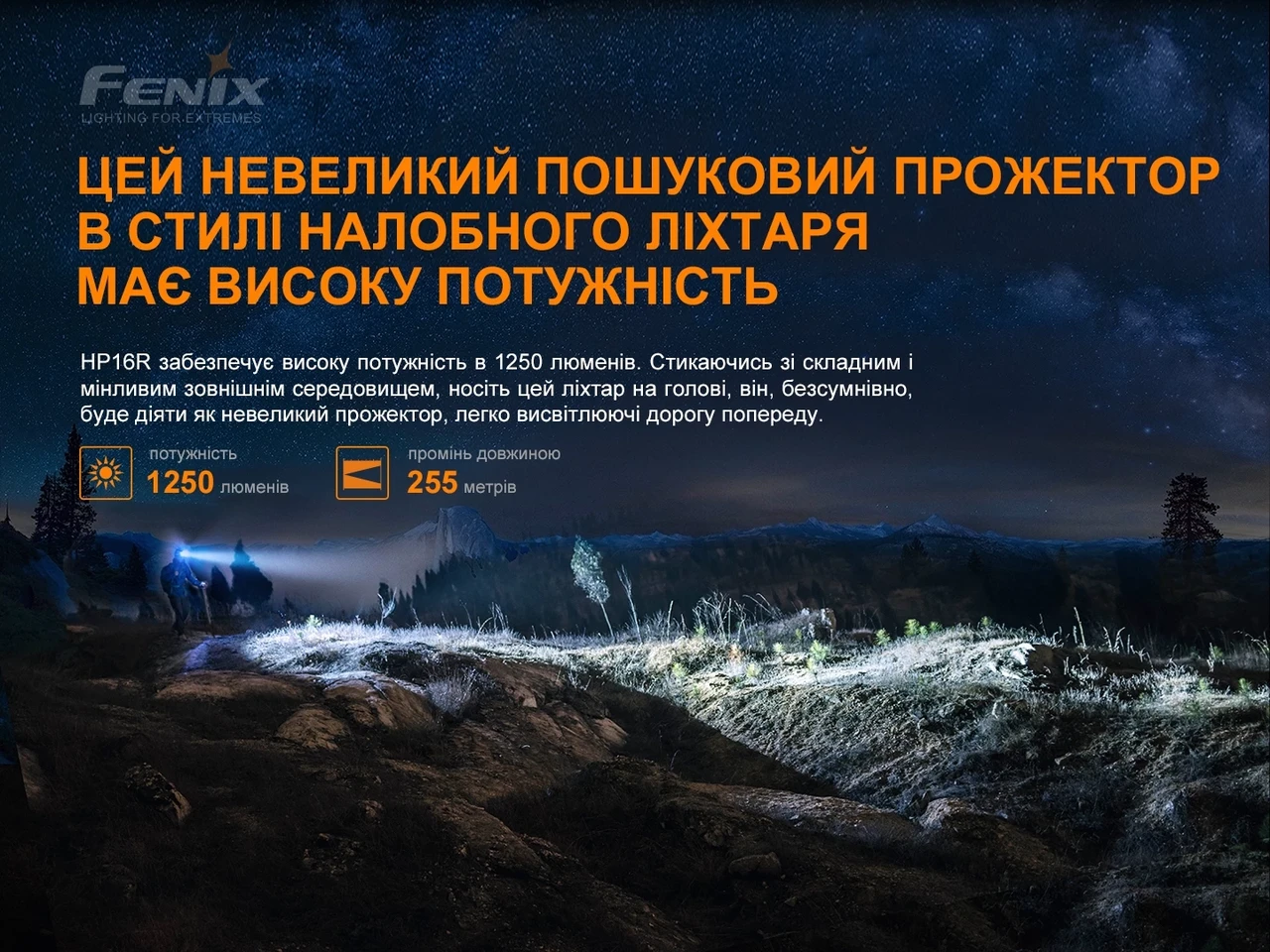 Ліхтар налобний Fenix HP16R Type-C 1250 lm 260 м (27831944) - фото 7 Ліхтар налобний Fenix HP16R Type-C 1250 lm 260 м (27831944) - фото 7