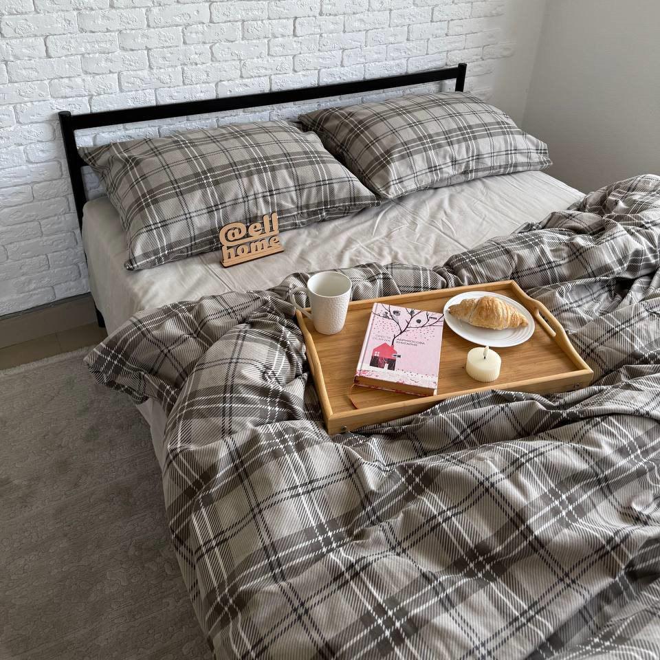 Комплект постельного белья Ell Home фланель семейный наволочки 50x70 см/70x70 см Прайм/Серый (29288995)