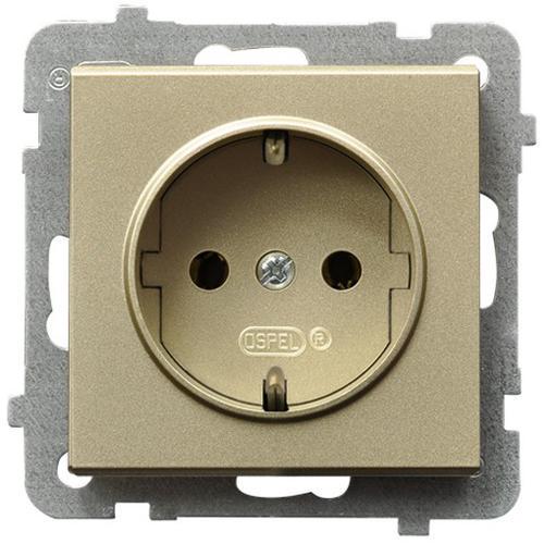 Розетка одинарная Ospel Sonata с заземлением без рамки Золотой (29319369)